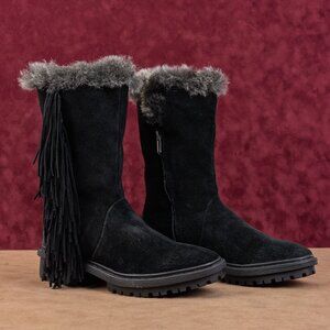 Sam Edelman Women Tilden Fridge Black Suede Zip Faux Fur Lined Winter boots sz 7